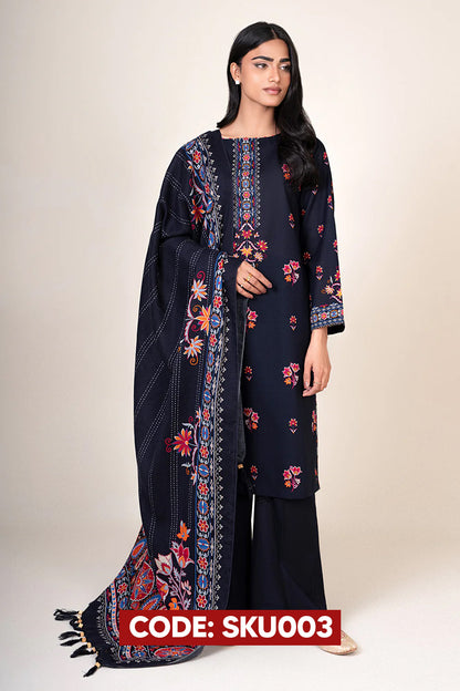 BUY ANY 2 STITCHED 3 PIECE KHADDAR EMBROIDERY SUITS