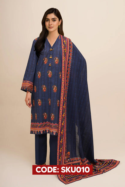 BUY ANY 2 STITCHED 3 PIECE KHADDAR EMBROIDERY SUITS