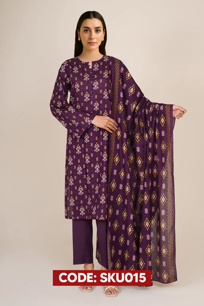 BUY ANY 2 STITCHED 3 PIECE KHADDAR EMBROIDERY SUITS